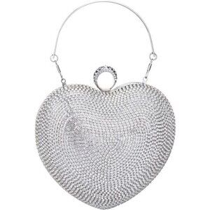 Heart Shape Clutch Purse Women Rhinestone Clutch Evening Bag Diamond Cute